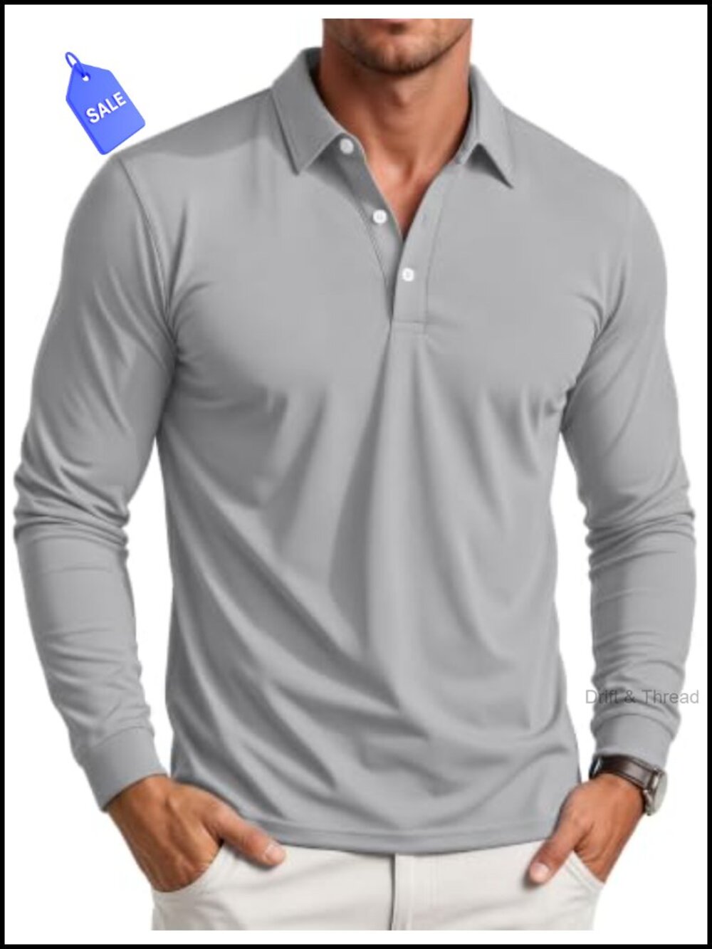 Men's Long Sleeve Quick Dry Golf Polo Shirt